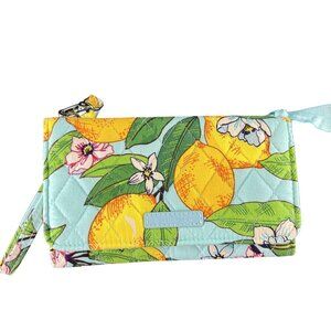 Vera Bradley Womens Wallet Multicolor RFID Cotton Quilted Wristlet Lemon Floral